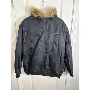 Vintage State Property Reversible Army Black Bomber Jacket Size XL New Y2K G16